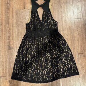 Anna Sui Black Halter A-Line Cocktail Dress